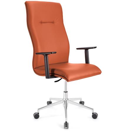 Poltrona da Ufficio SIENA PRO PELLE, Schienale Alto, Braccioli Regolabili, Base Metallica, in Arancione