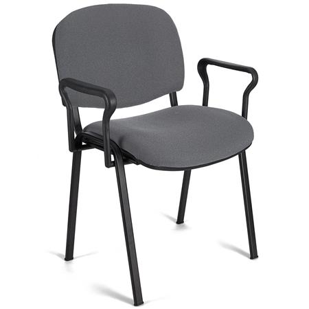 Sedia per Sala Attesa MOBY BASE CON BRACCIOLI, Pratica e Impilabile, Ottima qualità, in Grigio e Gambe Nere
