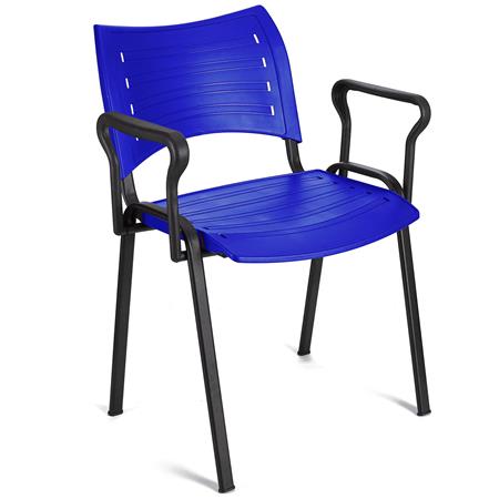 Sedia da Sala Attesa ELVA CON BRACCIOLI, Impilabile, Blu, Gambe Nere