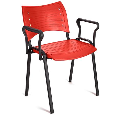 Sedia per Sala Attesa ELVA CON BRACCIOLI, Pratica e impilabile, Ottima qualità, in Rosso e Gambe Nere