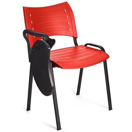 Sedia per Sala Attesa ELVA CON RIBALTINA, Pratica e impilabile, Ottima qualità, in Rosso e gambe Nere