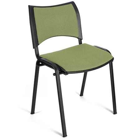 Sedia da Attesa ROMMEL, Comoda Imbottitura, Impilabile, in Tessuto Verde e Gambe Nere