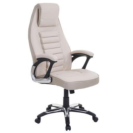 Sedia da ufficio PANDA, Basculante, con Poggiatesta, in Pelle di color Crema