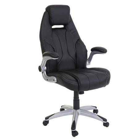Sedia da ufficio SINDY, Basculante, con Poggiatesta, Braccioli Abbattibili,  in Pelle, color Nero