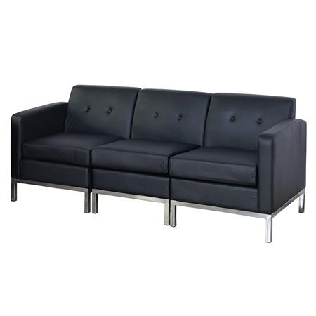 Divano a 3 Posti DEXTER, Classico ed Elegante, in Pelle, Nero