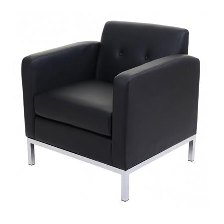 Poltrona Attesa DEXTER, Classica ed Elegante, in Pelle, Nero