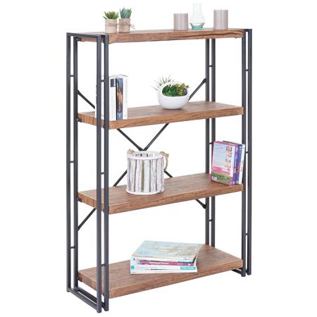 Libreria OLAF, Stile Industriale 121x80cm, Legno/Metallo, color Rovere