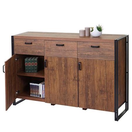 Armadio per ufficio OLAF, Stile Industriale, cm 150x100x40, In Legno e Metallo, color Rovere