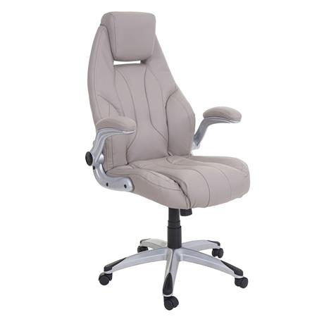 Sedia da ufficio SINDY, Basculante, con Poggiatesta, Braccioli Abbattibili,  in Pelle, color Grigio