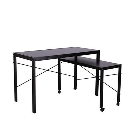 Set di 2 Scrivanie SEBASTIAN, 120x60x75cm e 100x40x61cm, Metallo Nero