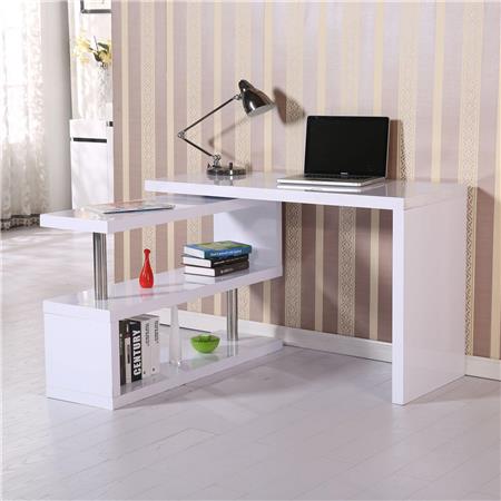 Scrivania per computer LOREN, Design Esclusivo, 187x50x76 cm, in Legno, color Bianco