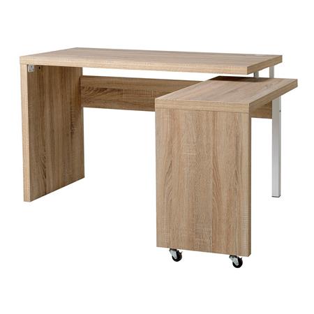 Scrivania per computer JATEK, con Ripiano Estraibile, in Metallo e Legno, Rovere