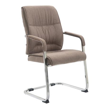 Poltroncina per ospiti MAEL TESSUTO, Comoda Imbottitura e Resistente, con Braccioli, in Marrone Chiaro