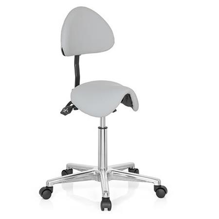 DEMO# Sgabello Ergonomico da Lavoro WORK 45, con Ruote, in Tessuto Extra Resistente, Grigio