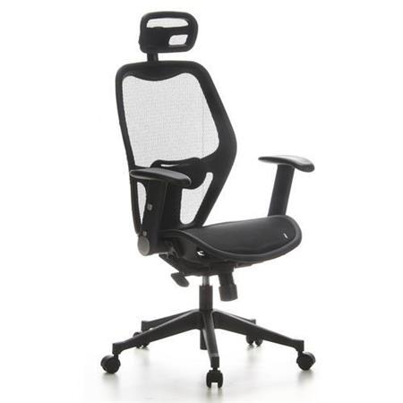 DEMO# Sedia Ufficio Ergonomica AIRPORT in tessuto a rete, Regolabile, Sostegno Lombare, colore Nero