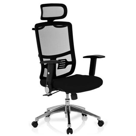 DEMO# Sedia Ergonomica da ufficio modello CAREN, Schienale in tessuto, Regolabile, Sostegno lombare, in Nero