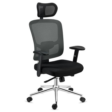 Sedia Ergonomica MARKO, Poggiatesta, Sostegno Lombare, Reclinazione sincronizzata, in Grigio