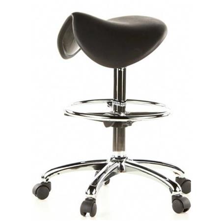 DEMO# Sgabello di design WORK con ruote, Molto Comodo, in Cuoio Nero