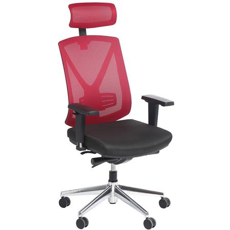 Sedia da ufficio EVOL, Sostegno Lombare, Certificazione ISO, in Tessuto/Rete color Bordeaux