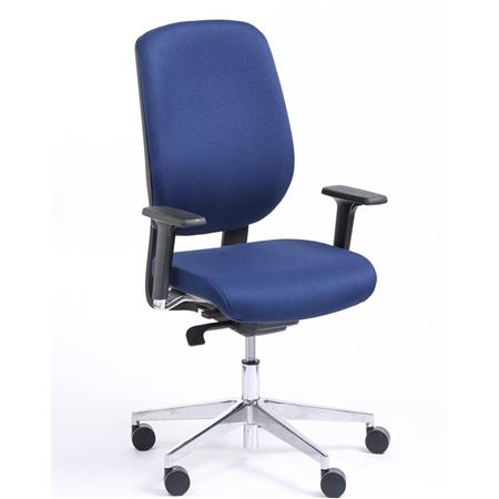 Sedia da ufficio RIKI CON BRACCIOLI, Tessuto Ignifugo, Schienale Regolabile, in color Blu