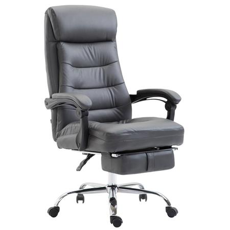 Sedia da ufficio ARGO, Comoda imbottitura, con Poggiapiedi, in Pelle color Grigio
