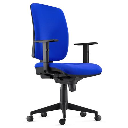 Sedia Ergonomica PIERO, in Tessuto color Blu, con Braccioli Regolabili