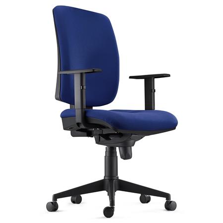 Sedia Ergonomica PIERO, in Tessuto color Blu Scuro, con Braccioli Regolabili