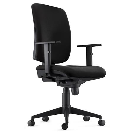 Sedia Ergonomica PIERO, in Tessuto color Nero, con Braccioli Regolabili