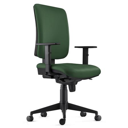 Sedia Ergonomica PIERO, in Pelle color Verde, con Braccioli Regolabili