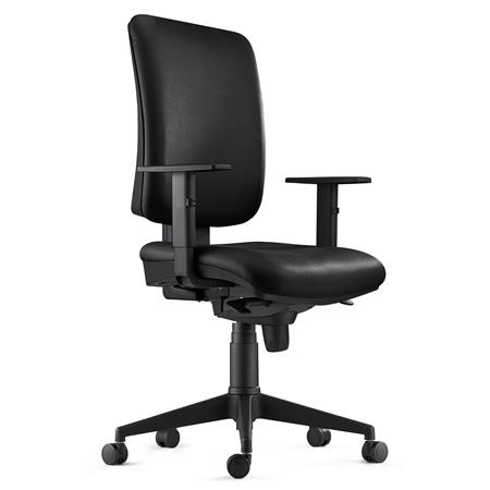 Sedia Ergonomica PIERO, in Pelle color Nero, con Braccioli Regolabili