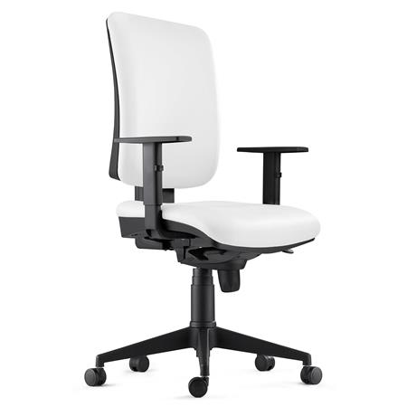 Sedia ergonomica PIERO, in Vera Pelle color Bianco, con Braccioli Regolabili