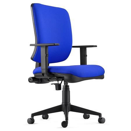 Sedia Ergonomica DIEGO, in Tessuto color Blu, Spessa Imbottitura e Meccanismo Sincronizzato 