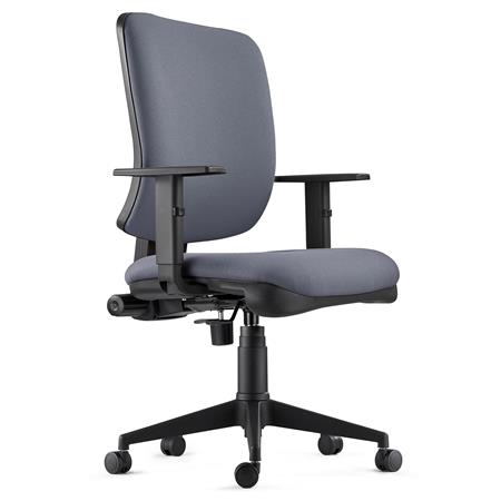 Sedia Ergonomica DIEGO, in Tessuto color Grigio, Spessa Imbottitura e Meccanismo Sincronizzato 