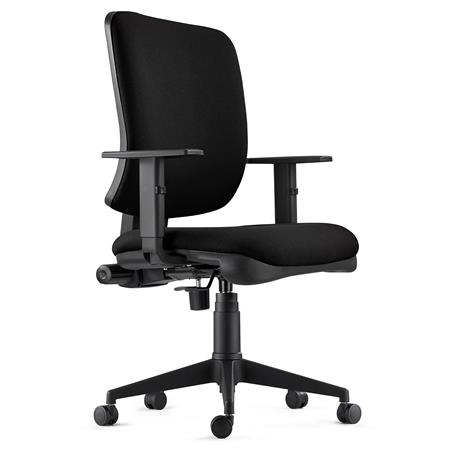 Sedia Ergonomica DIEGO, in Tessuto color Nero, Spessa Imbottitura e Meccanismo Sincronizzato 
