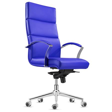 Poltrona per Ufficio RABAT, in Pelle Blu, Meccanismo Basculante, Design e Alta Qualità