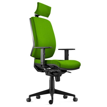 Sedia Ergonomica OLIVER, in Tessuto color Verde, con Poggiatesta e Soffice Imbottitura