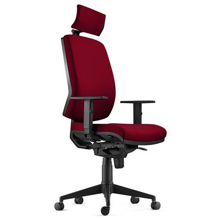 Sedia Ergonomica OLIVER, in Tessuto color Bordeaux, con Poggiatesta e Soffice Imbottitura