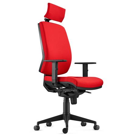 Sedia Ergonomica OLIVER, in Tessuto color Rosso, con Poggiatesta e Soffice Imbottitura