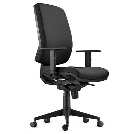Sedia Ergonomica OLIVER, in Tessuto color Nero, con Braccioli Regolabili e Soffice Imbottitura