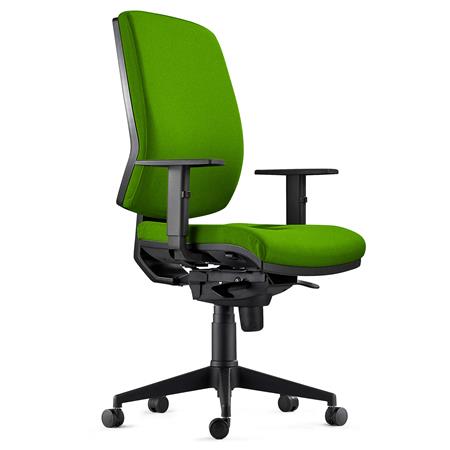 Sedia Ergonomica OLIVER, in Tessuto color Verde, con Braccioli Regolabili e Soffice Imbottitura