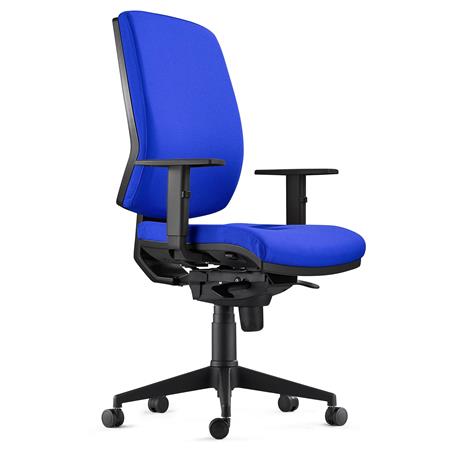 Sedia Ergonomica OLIVER, in Tessuto color Blu, con Braccioli Regolabili e Soffice Imbottitura
