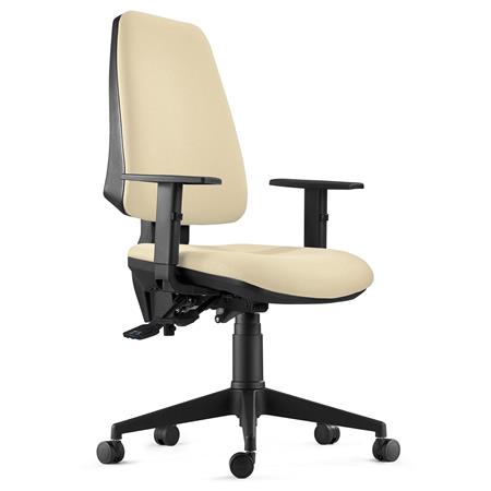 Sedia da Ufficio Ergonomica INDIANA, in Tessuto Ignifugo, Color Crema, con Braccioli Regolabili