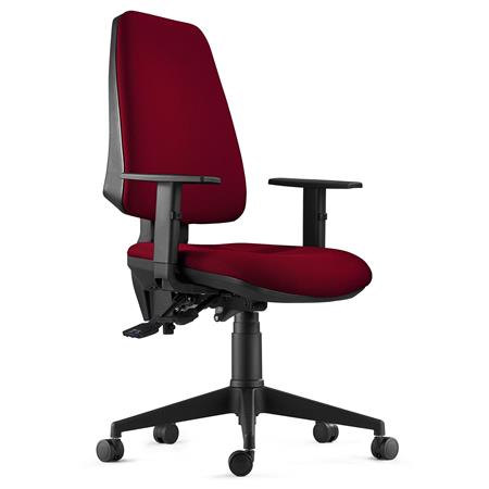 Sedia da Ufficio Ergonomica INDIANA, in Tessuto Ignifugo, Color Bordeaux, con Braccioli Regolabili
