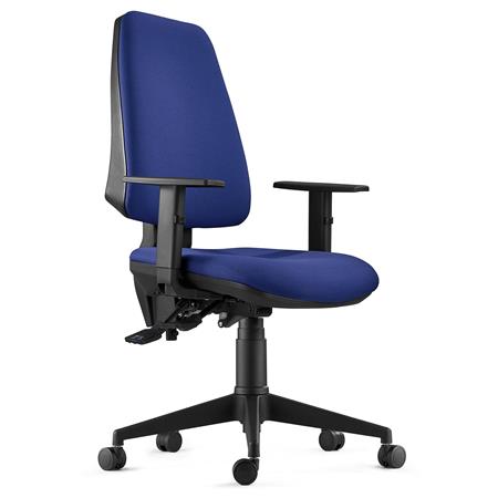 Sedia da Ufficio Ergonomica INDIANA, in Tessuto Ignifugo, Color Blu Scuro, con Braccioli Regolabili