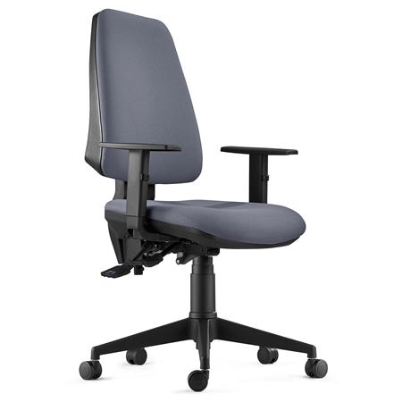Sedia da Ufficio Ergonomica INDIANA, in Tessuto Ignifugo, Color Grigio, con Braccioli Regolabili