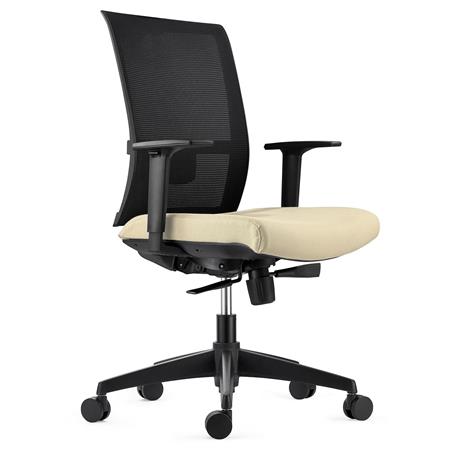 Sedia Ergonomica EXON, Supporto Lombare, in Tessuto e Rete colore Crema