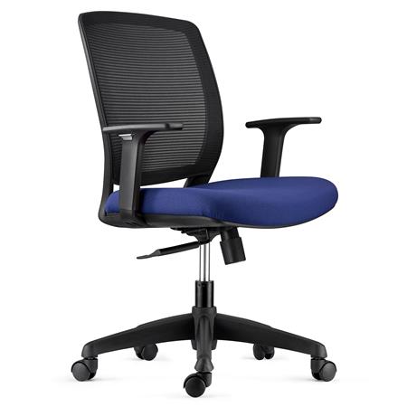 Sedia da ufficio MISSOURI, Braccioli Regolabili, in Tessuto Traspirante Nero / Blu Scuro
