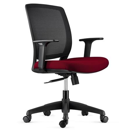 Sedia da ufficio MISSOURI, Braccioli Regolabili, in Tessuto Traspirante Nero / Bordeaux