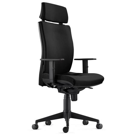 Sedia Ergonomica MARVEL, in Tessuto color Nero con Poggiatesta e Sostegno lombare