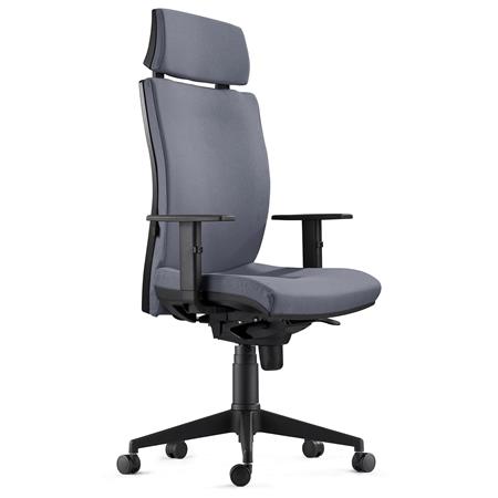 Sedia Ergonomica MARVEL, in Tessuto colore Grigio con Poggiatesta e Sostegno lombare
